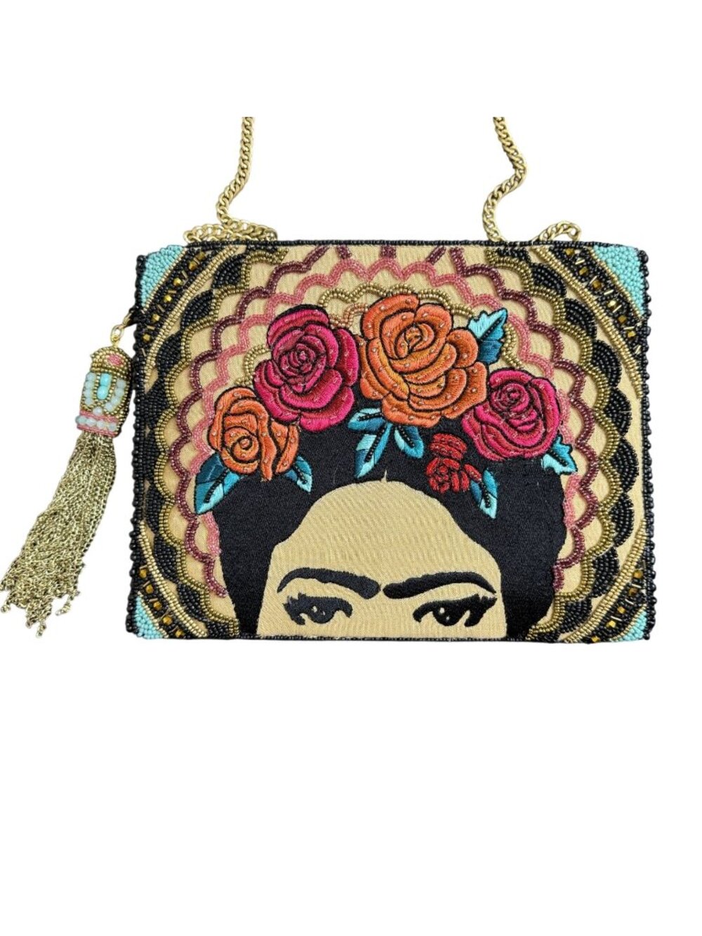 Mary Frances Frida Intricately Beaded Shoulder Bag, Chain Strap